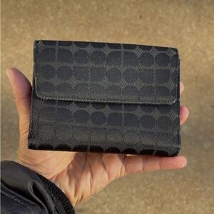 Kate Spade Black Canvas and Leather Wallet Trifold